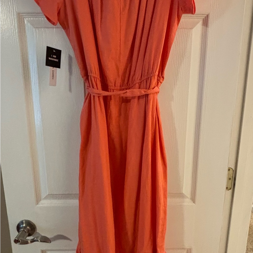 Sandra Darren Vibrant coral Midi Dress